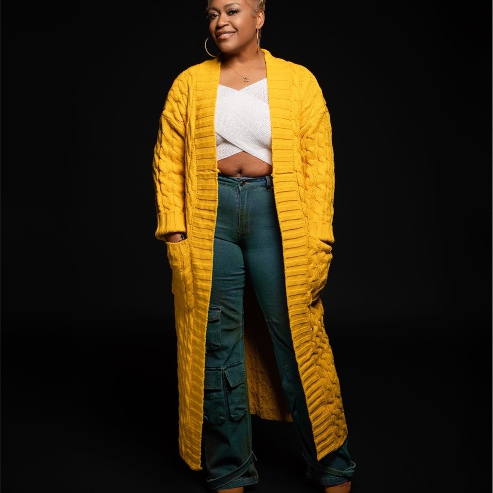 Yellow Long Knit Cardigan